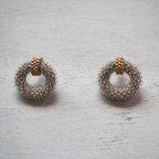 作品クロッシェリングゴールドピアス　Crochet Ring Gold Earrings