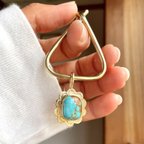 作品【brass】 key ring ꕥ flower turquoise✴︎