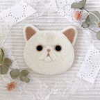 作品(※受注製作)Oh!my cat! リバーシブルcatコースターチームぶさかわ【シロさん】