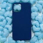 作品鮮やかなブルー色本革iPhoneケース