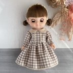 作品メルちゃんソランちゃん　ワンピース・ヘアバンドセット　服　チェック