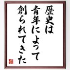 作品エリック・ホッファーの名言とされる「歴史は青年によって創られてきた」額付き書道色紙／受注後直筆（V6269）