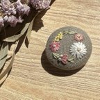 作品刺繍くるみボタン（ブローチ/ヘアゴム）