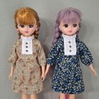 作品花柄 レトロ ワンピース ☆ リカちゃん ☆ 22cmドール