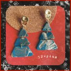 作品【52+plus】529 ●Blue Christmas● ピアスのみ　polymer clay ポリマークレイ 