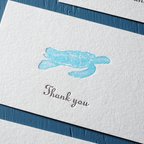作品活版印刷ミニカード3枚セット 海の生き物「ウミガメ」