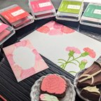 作品消しゴム はんこ　カーネーション セット　Eraser stamp Carnation set