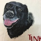 作品生地にご愛犬の似顔絵