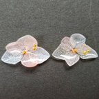 作品||一粒ピアス/イヤリング||　本物の紫陽花ピアスorイヤリング　ライトピンク×ホワイト