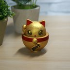 作品招き猫（金猫・右手上げ）・おちょこっ巣