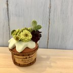 作品お花のカップケーキ＊チョコミントグリーン