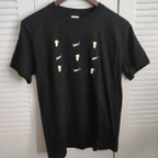 作品刺繍Tシャツ　beer!beer!beer! ブラック