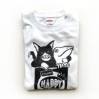 作品猫とカエルのTシャツ（ホワイト）【XL】男女兼用
