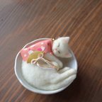 作品春ねこ★白さらΦ13.5cm　