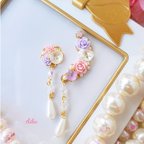 作品【新作】可愛く pink rose プリンセス♡ピアス＊イヤーカフ 