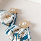 作品鮮やかな青色インド刺繍リボンのアクセサリー　イヤリング/ピアス