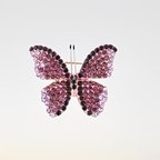作品H1701 【動物】キラキラ 可愛い 蝶 ブローチ/紫