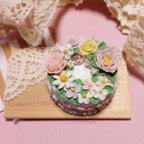 作品【ミニチュアフード】薔薇と小花のフラワーケーキ　その11