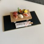 作品ミニチュア　寿司　粘土細工　飯台