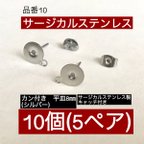 作品サージカルステンレス(10個5ペア) カン付き 平皿8㎜ シルバー