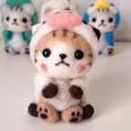 作品【sold out】ネコちゃんと仲間たち　茶トラ猫×ウシちゃん　羊毛フェルト