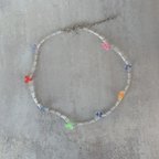 作品clear × colorful flower choker