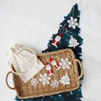 作品クリスマス レースオーナメント white/santa ❆　雪の結晶　ツリー　タペストリー　飾り　オーナメント　インテリア　雑貨