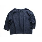 作品◇◆linen pintuck blouse_navy