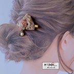 作品刺繍リボンのヘアクリップʚ🎀ɞナチュラルカラー ヘアアレンジ ハーフアップ お花 大人可愛い 普段使い