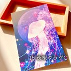 作品夜桜×クラゲの幻想ポストカード【きのくら屋】15『夜桜クラゲC』