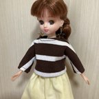 作品リカちゃん服　カットソーとスカート、バッグ、ピアスのセット