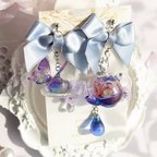 作品【4.20 夜20時～再販】Miurea×Violet Beautyコラボ🦋.*˚はかない夢の胡蝶《あまい夢の胡蝶とティータイム🌸耳飾り》(イヤリング・ピアス可)