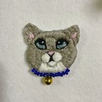 作品ねこ刺繍ブローチ　No.9