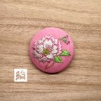 作品受注製作　八重桜　刺繍ブローチ/帯留め　絹糸と金糸の日本刺繍