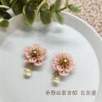 作品＊つまみ細工と雫ビーズのお花ピアス＊イヤリング　送料込み