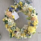 作品  * Cream vanilla × mimosa * wreath * ギフト　リース　プリザーブドフラワー　　　　