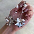 作品再販♡silver×flower【イヤリングorピアス】