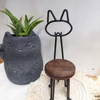 作品ミニ猫椅子　黒猫