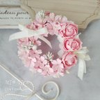 作品【即納可】桜とバラの春リース＊クレイフラワー＊サクラさくら＊新築祝い＊結婚祝い