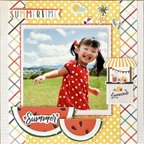 作品＊SALE スクラップブッキング 6インチ 完成品  SUMMERTIME  すいか🍉