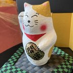 作品オリジナル張り子　　大サイズ招き猫(三毛)