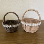 作品【送料無料】小さなかご  大小2個セット　キャンディ　アクセサリー　クラフトバンド