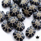 作品[20pcs] 20x15mm Antique Black Flower Vintage Beads ・アンティーク アクリルビーズ 