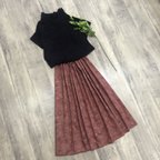 作品【再販】YUWA 英字の ヴィンテージ れんが色 ギャザースカート