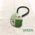 作品【送料無料】ミックス柄くるみぼたんヘアゴム　−green−