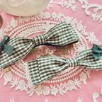 作品♡ checkered ribbon clip♡