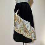 作品鳥の刺繍が豪華な黒留袖リメイクのスカート