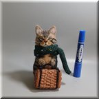 作品羊毛フェルト　猫　旅猫さん　キジトラ猫　ねこ　ネコ　猫フィギュア　