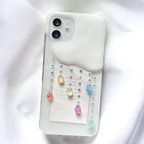 作品iPhone  全機種対応　ケース　しずく　雲　雨　キラキラ　カラフル　シェル　レジン