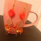 作品ORANGE GOLD  BEADS Pierce